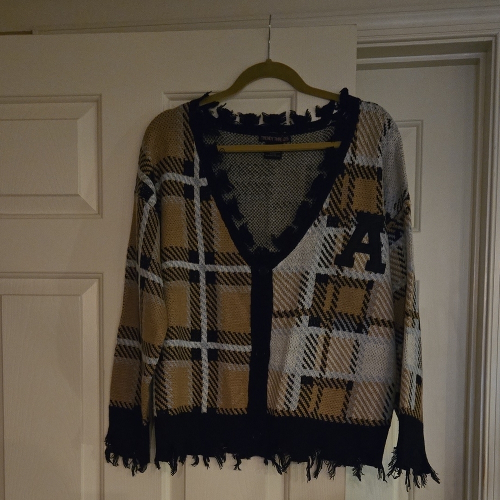 Plaid Frayed Women's Sweater